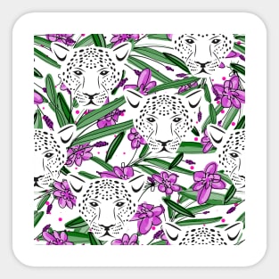 Beautiful Tropical Flowers And Jaguar Fashion Sticker